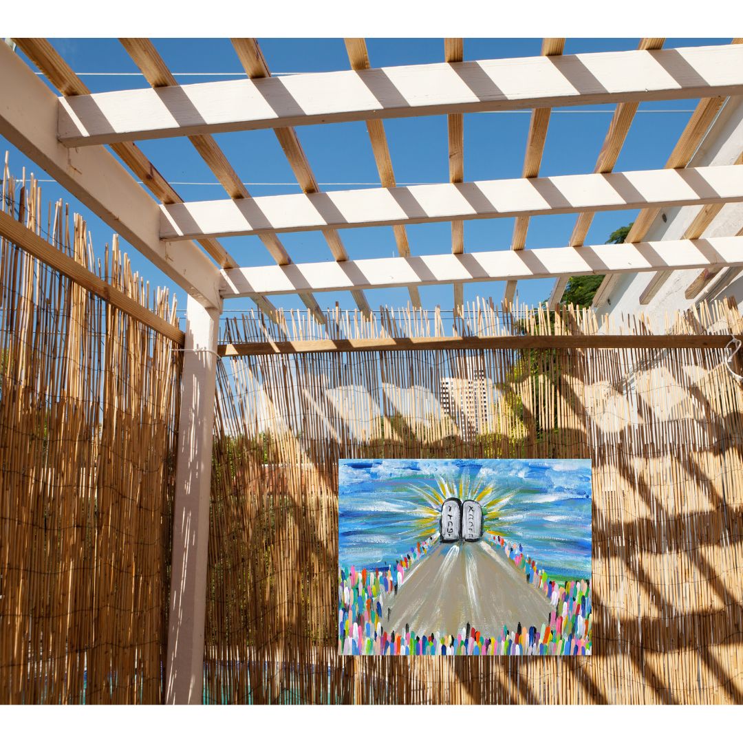 Modern Jewish Sukkah decoration inspired by Mount Sinai