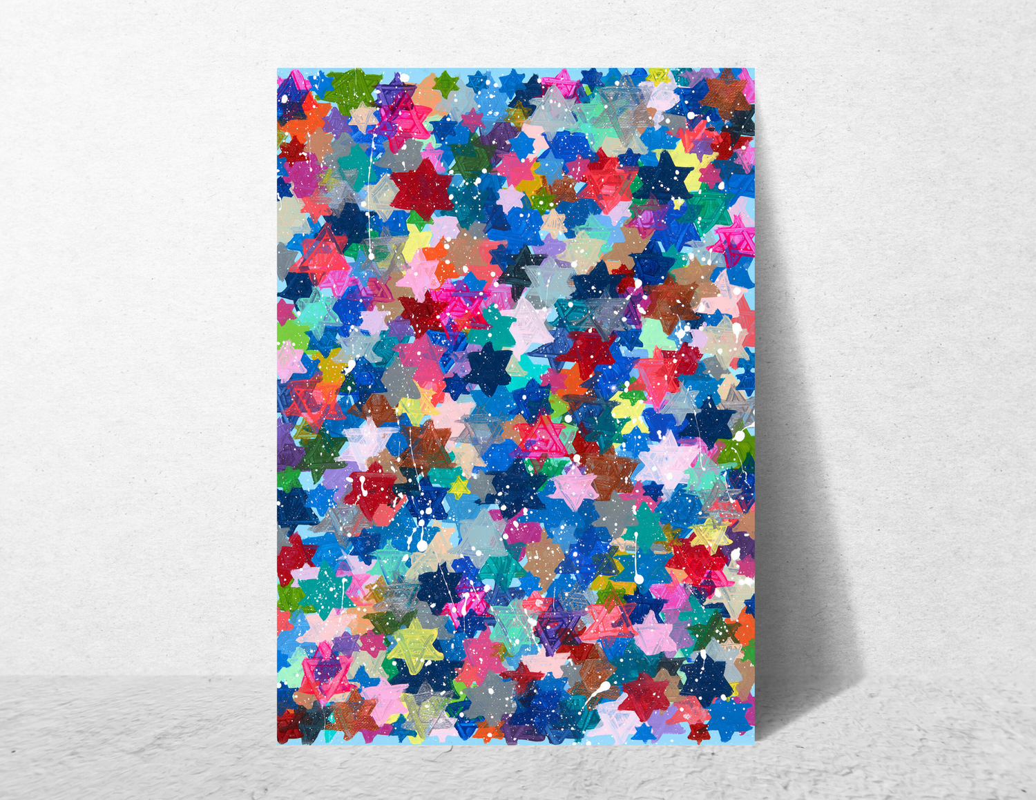 Jewish Stars Splatter Paint Giclee Art Print