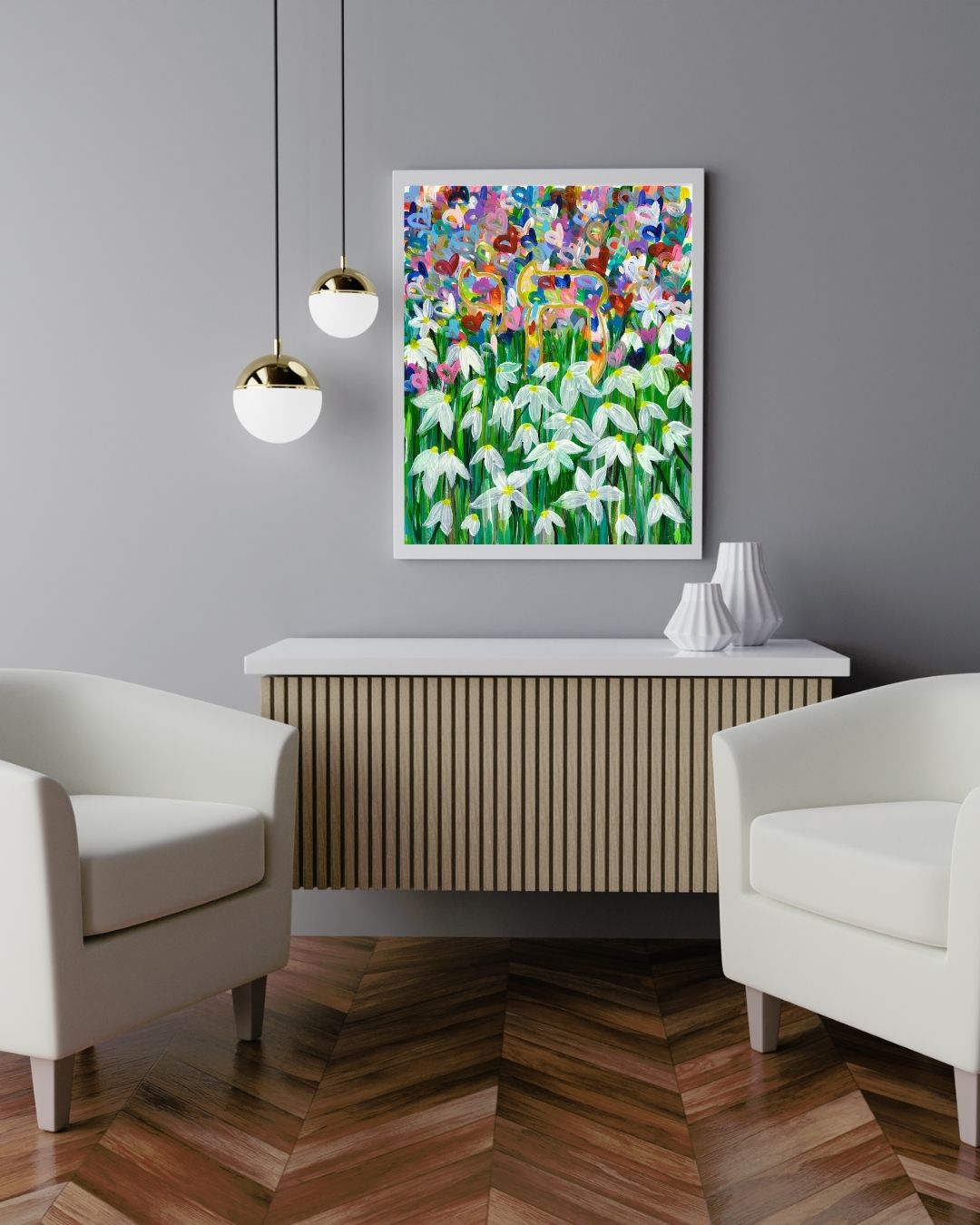 Heart Chai Jewish Art Print