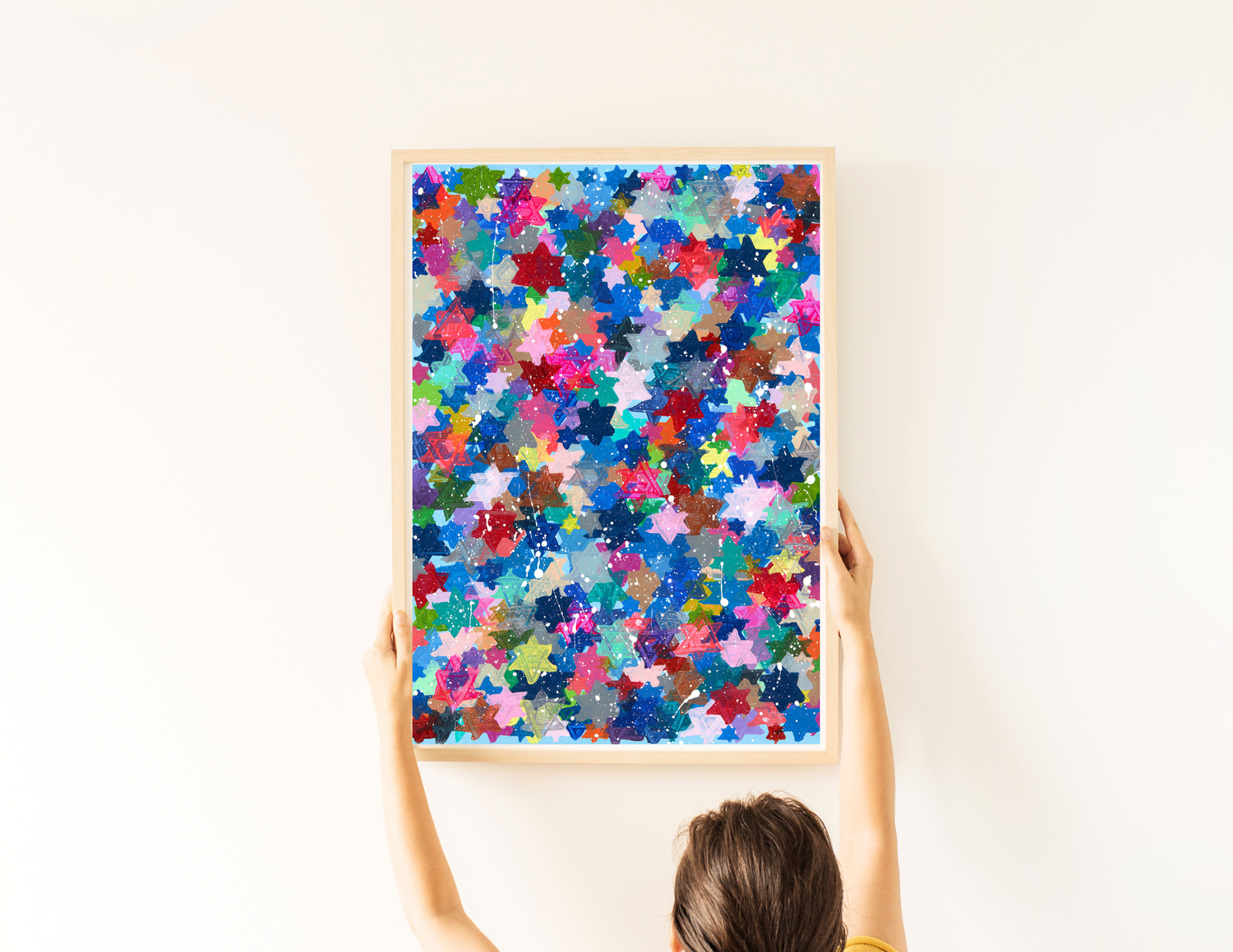 Jewish Stars Splatter Paint Giclee Art Print