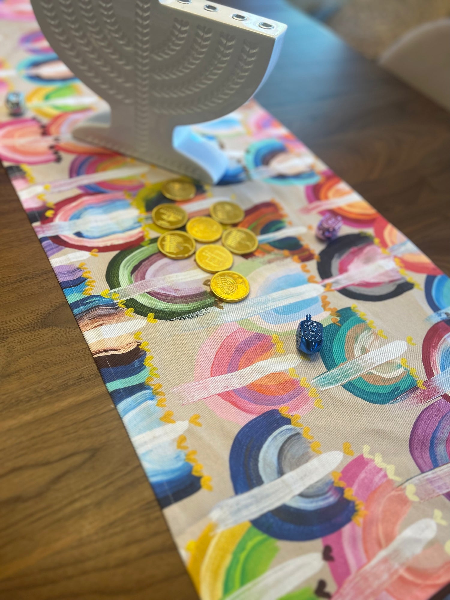 Rainbow Menorahs | Table Runner