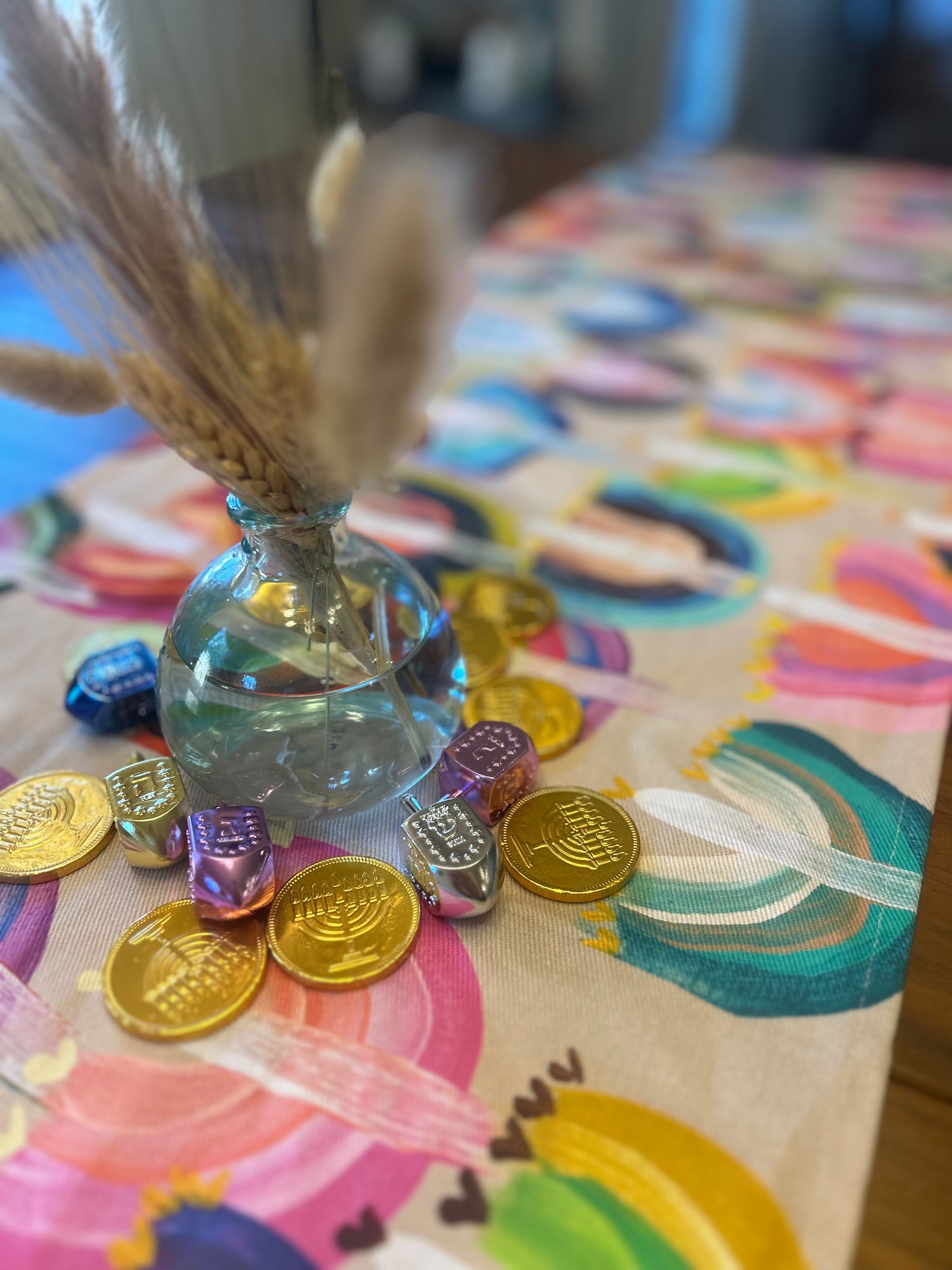 Rainbow Menorahs | Table Runner