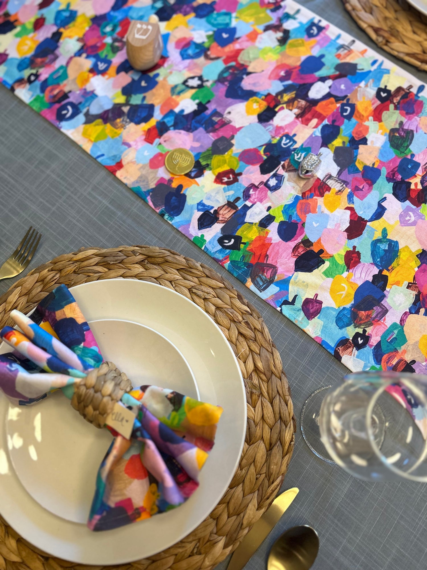 Rainbow Dreidels | Table Runner