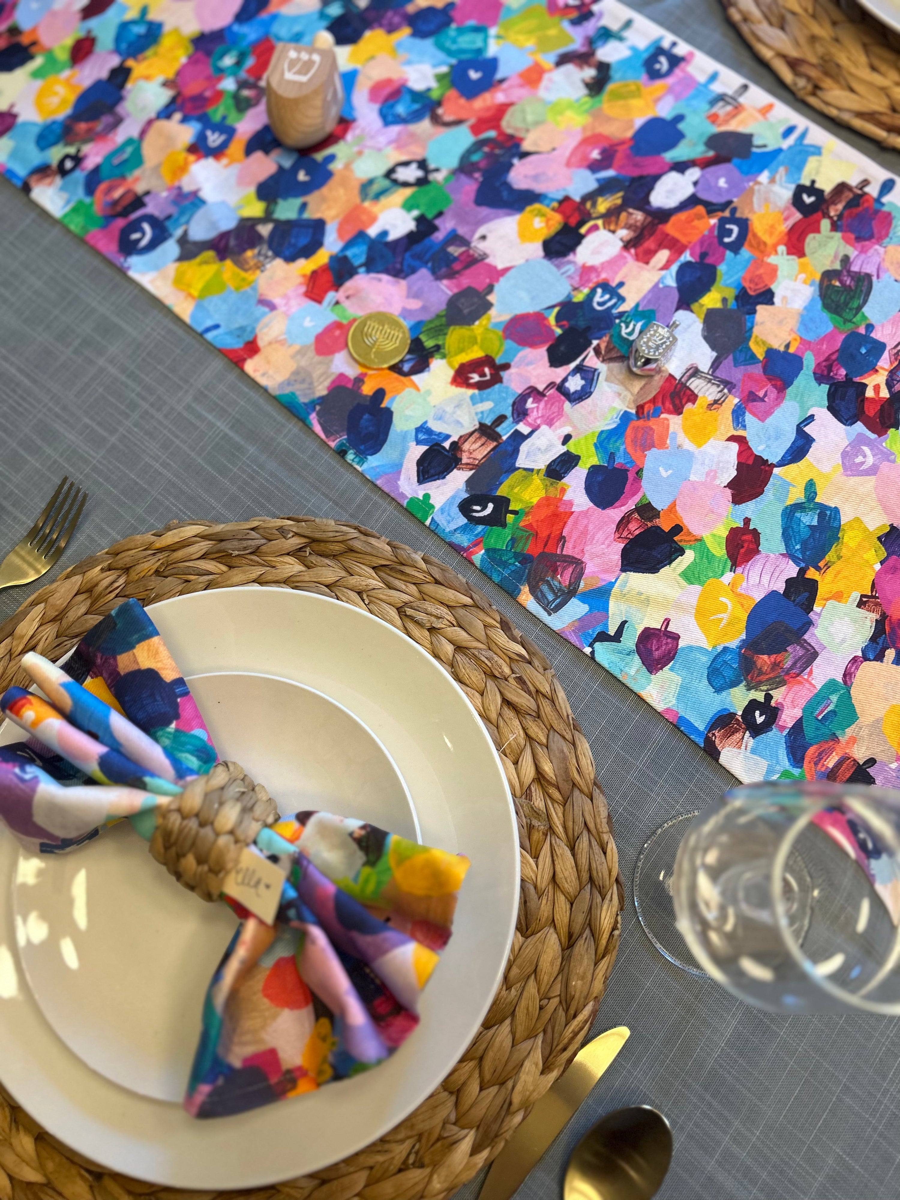Rainbow Dreidels | Table Runner