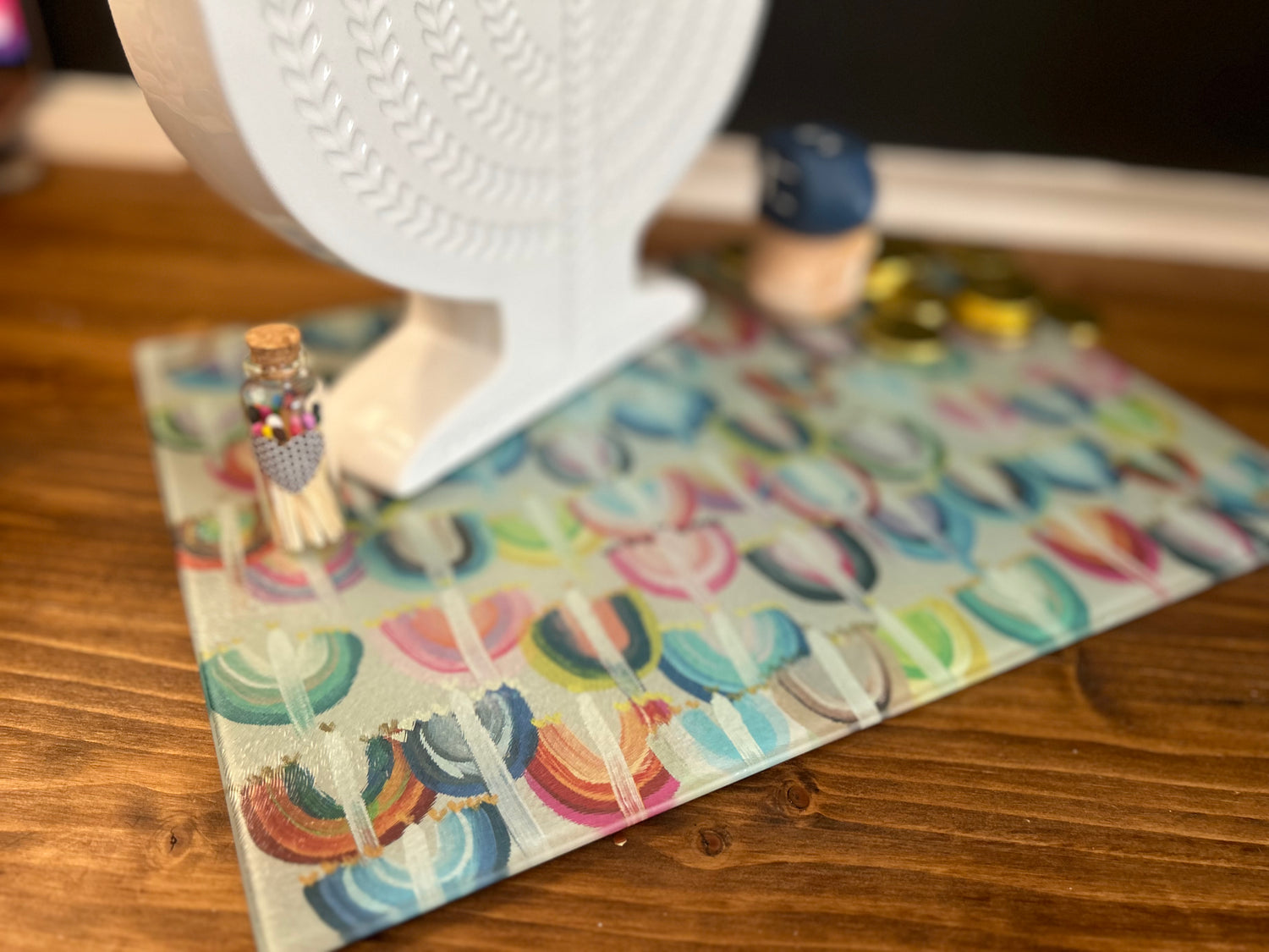 Rainbow Menorahs Glass Drip Tray