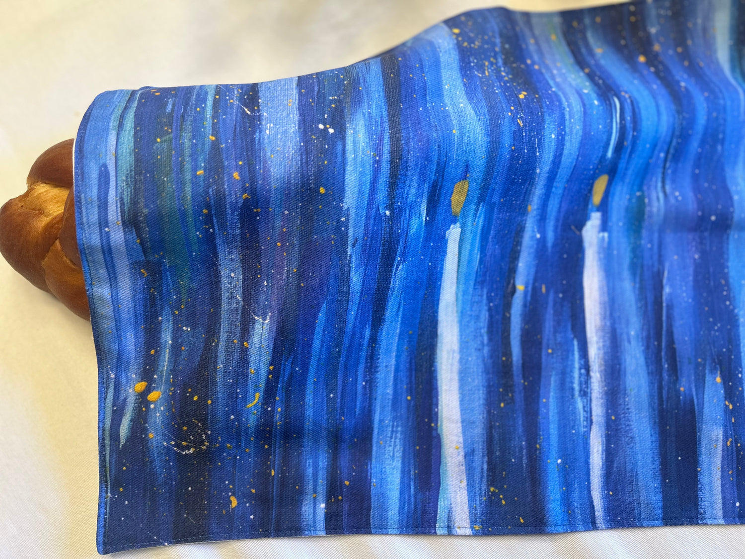 Shabbat Candles Splatter | Challah Cover