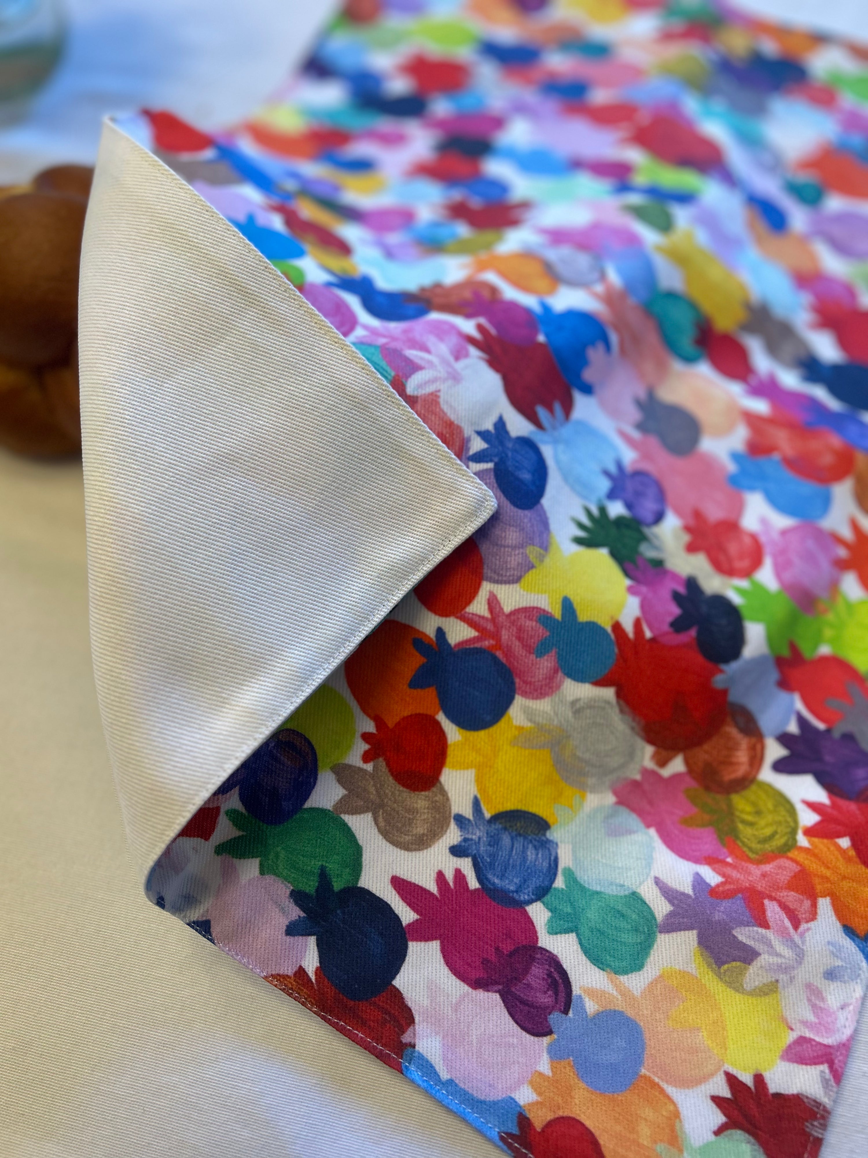 Rainbow Pomegranates Rosh Hashanah Challah Cover