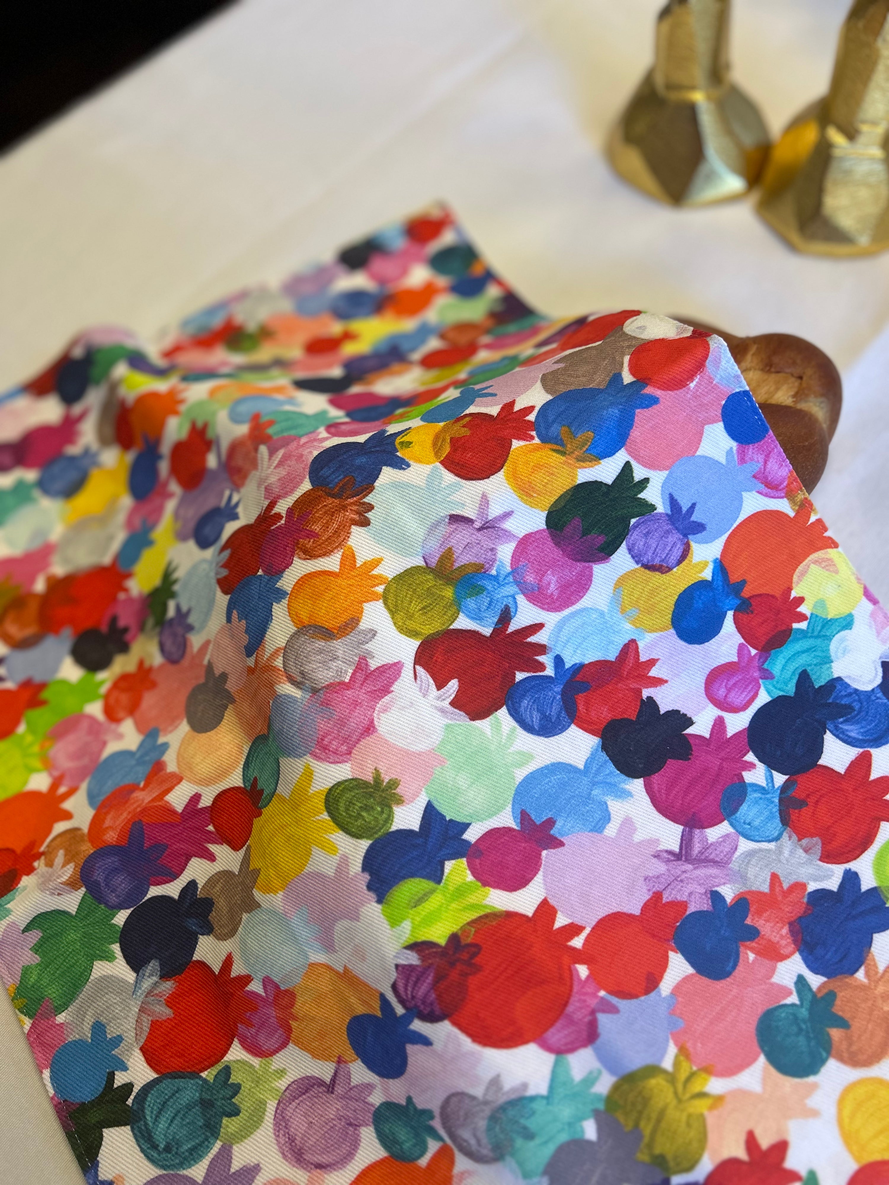 Rainbow Pomegranates Rosh Hashanah Challah Cover