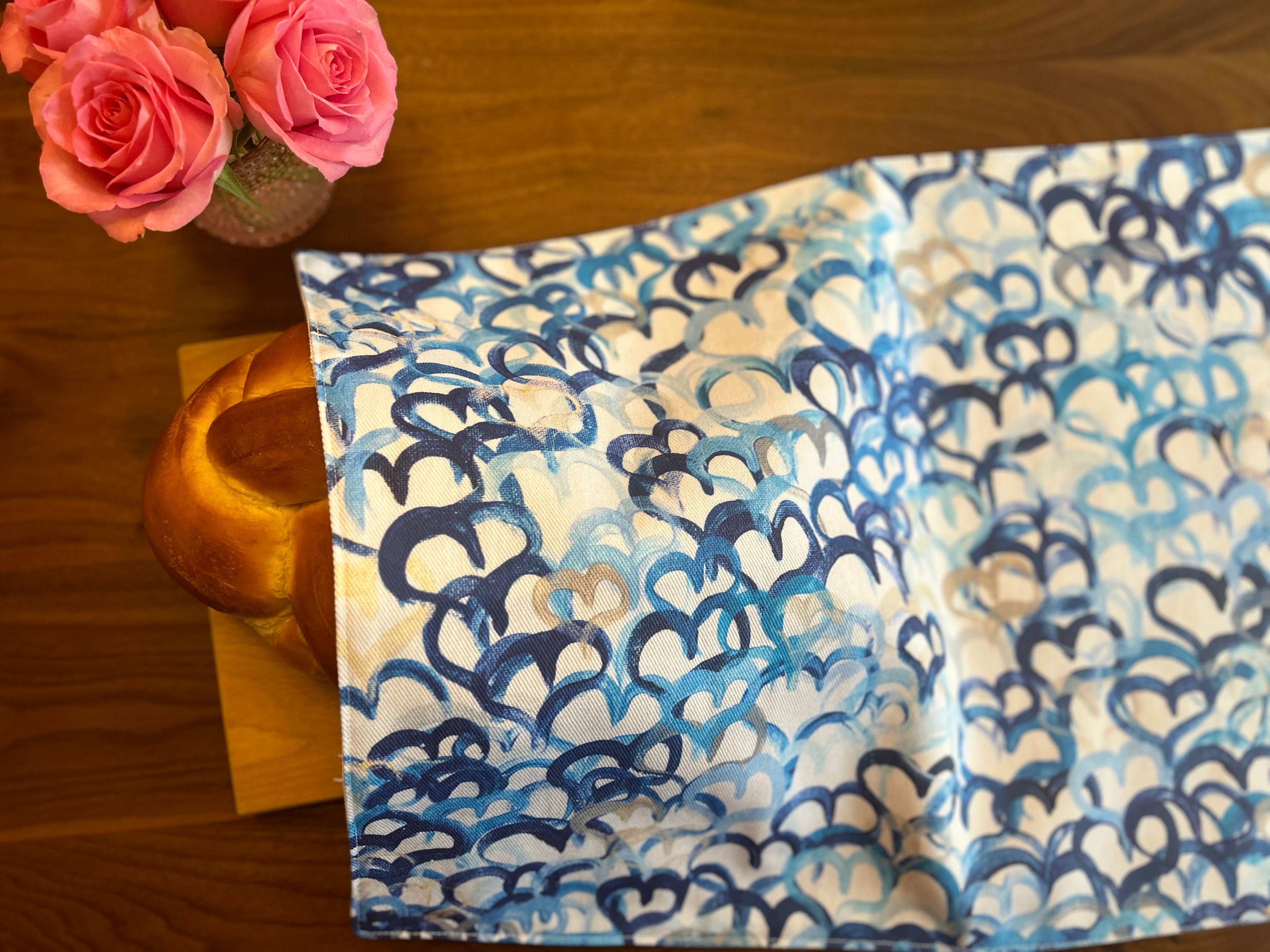 Blue Hearts Challah Cover