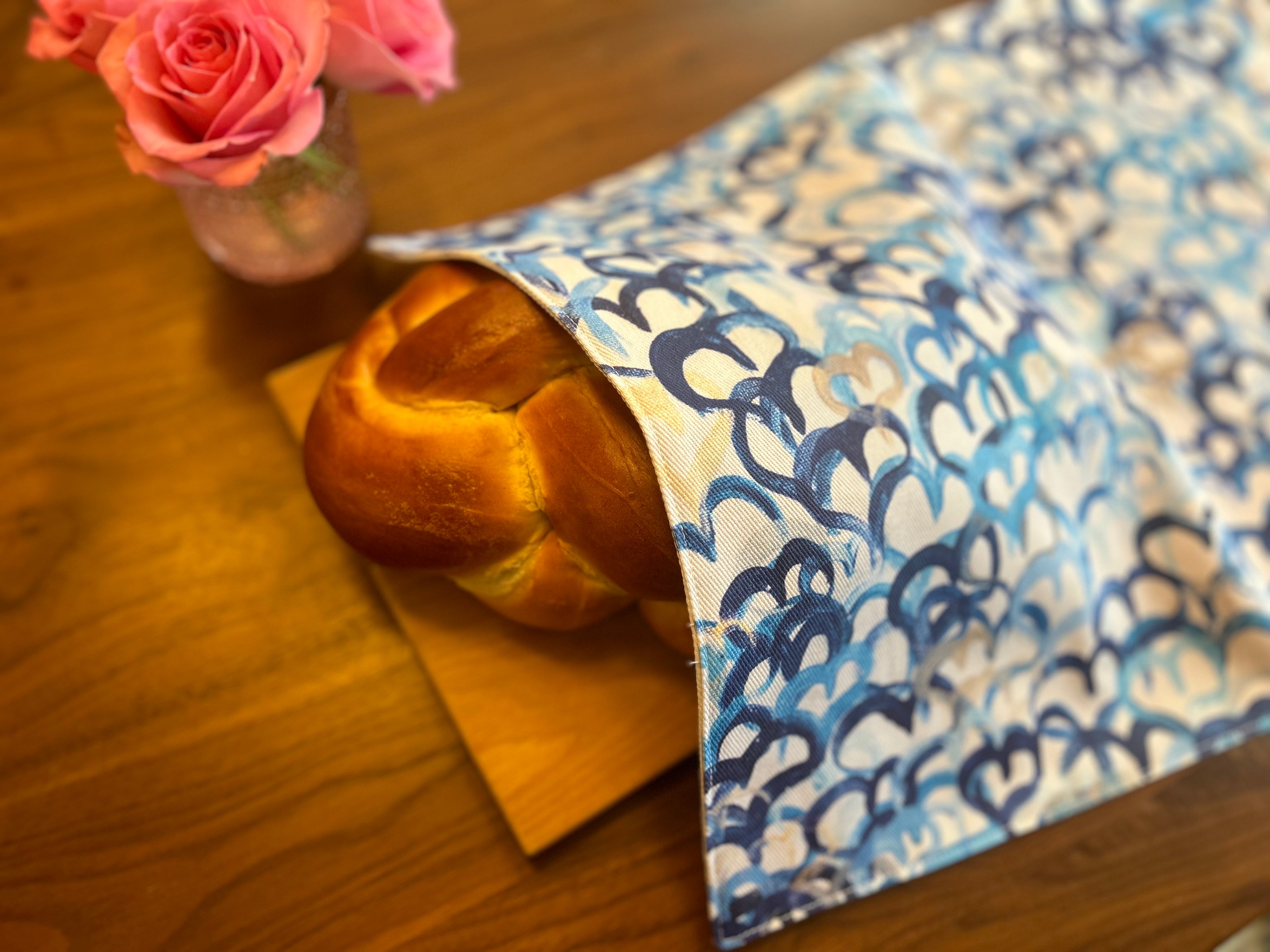 Blue Hearts Challah Cover