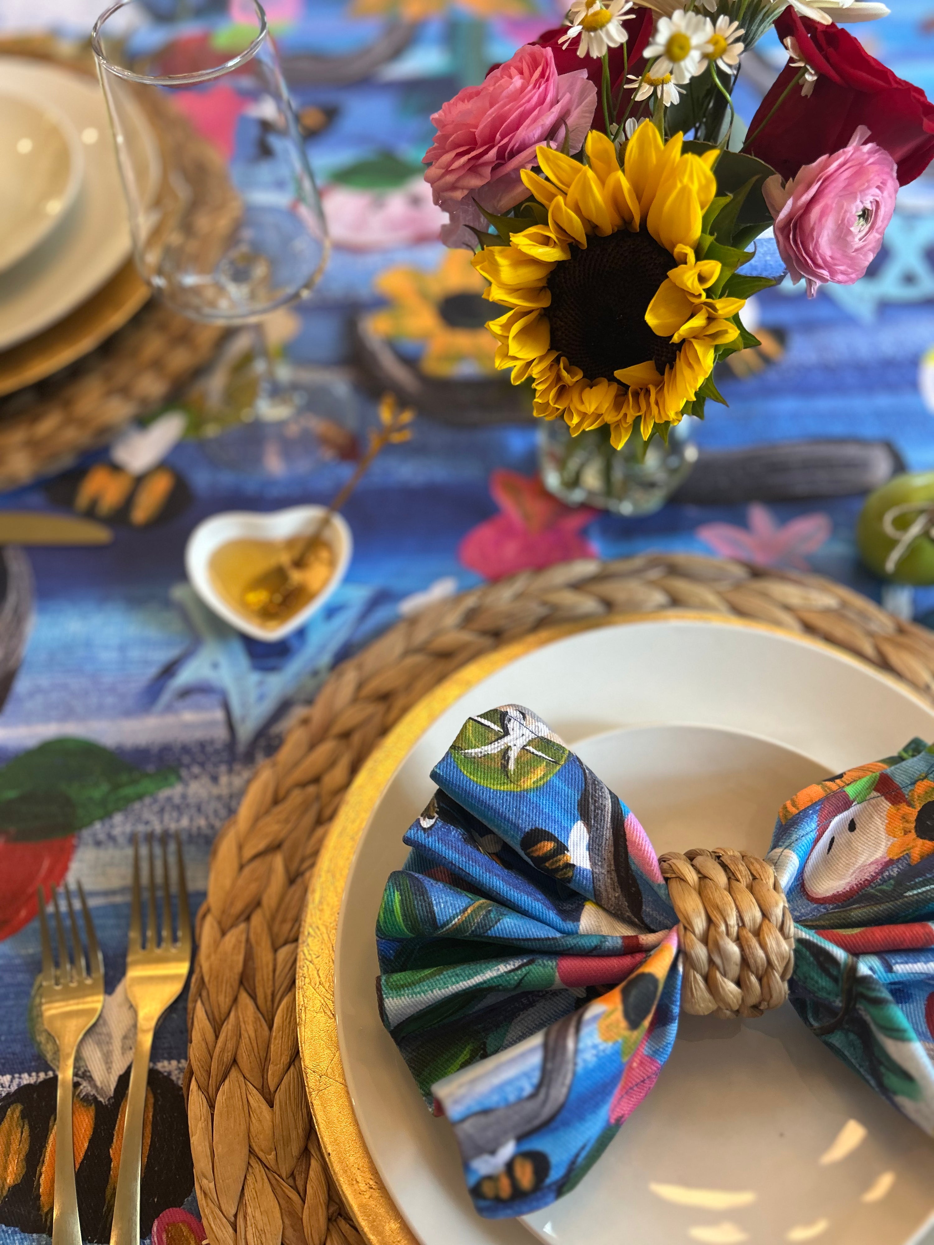 Rosh Hashanah Garden Party Cloth Napkins