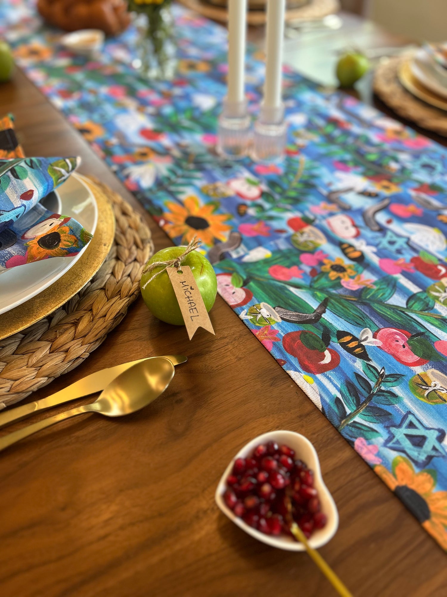 Rosh Hashanah Garden Party Table Runner