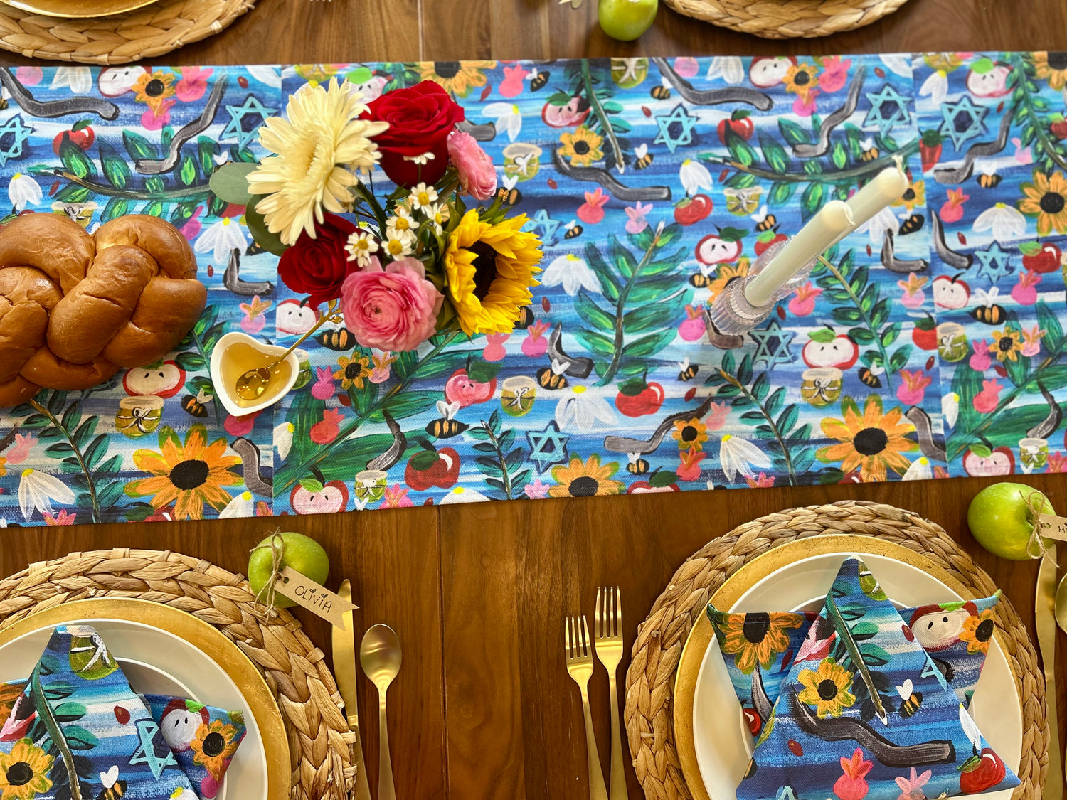 Rosh Hashanah Garden Party Table Runner