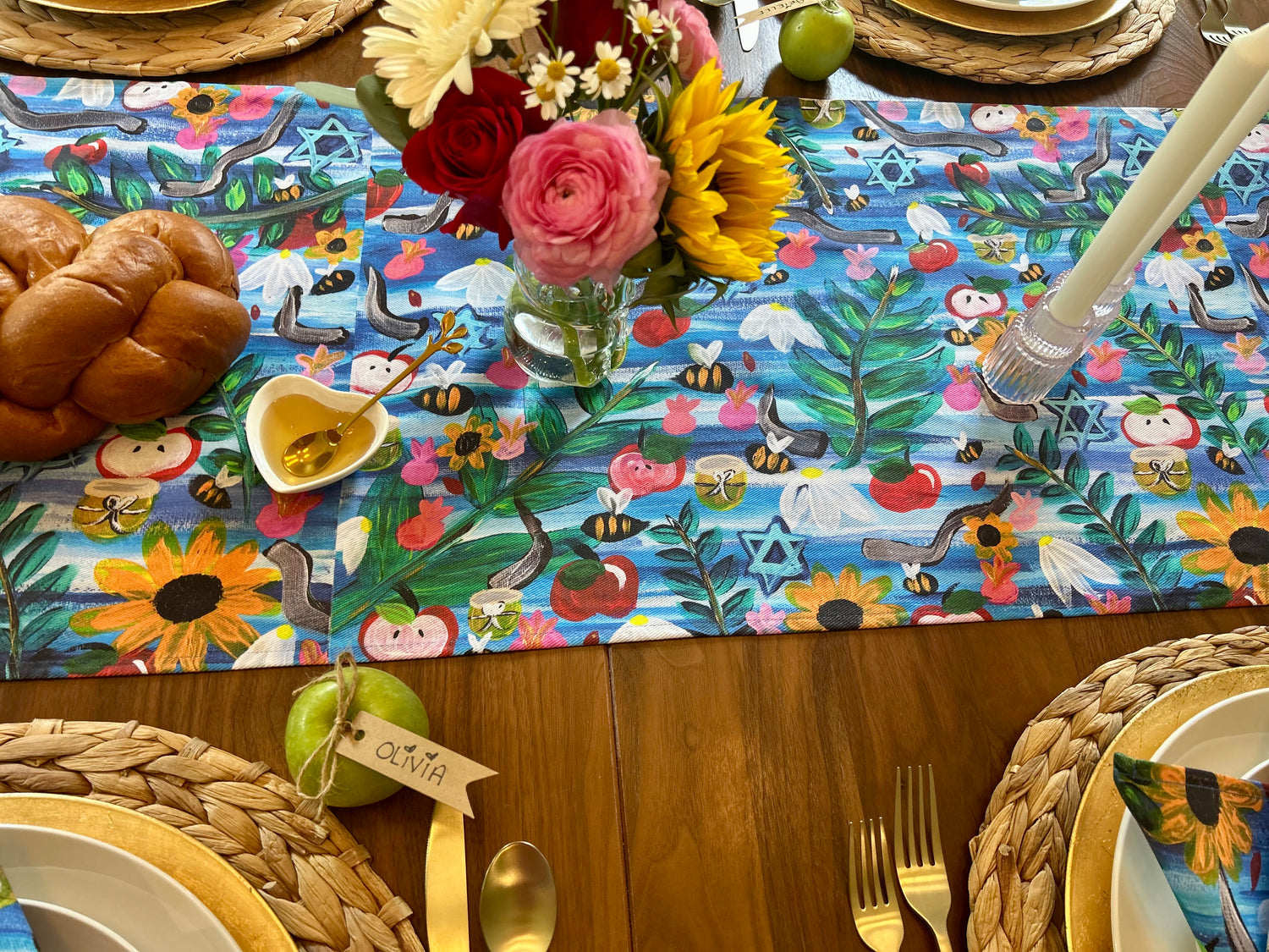 Rosh Hashanah Garden Party Table Runner