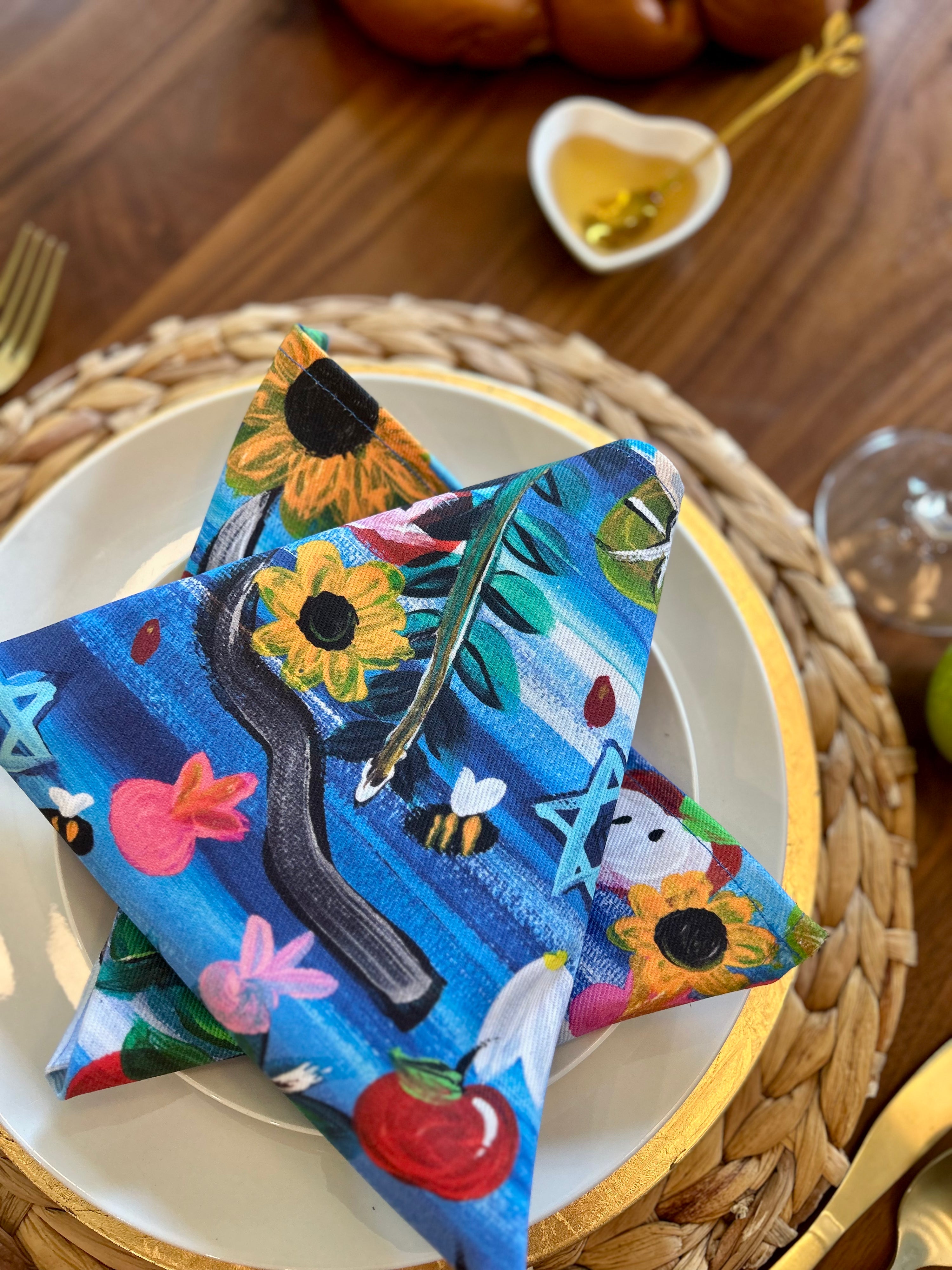 Rosh Hashanah Garden Party Cloth Napkins