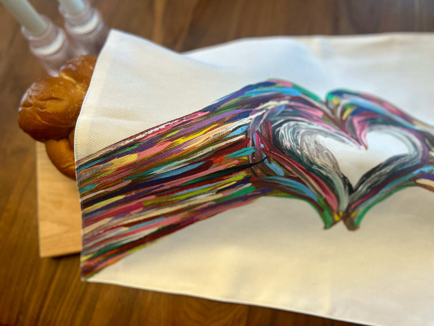 Heart Hand Challah Cover