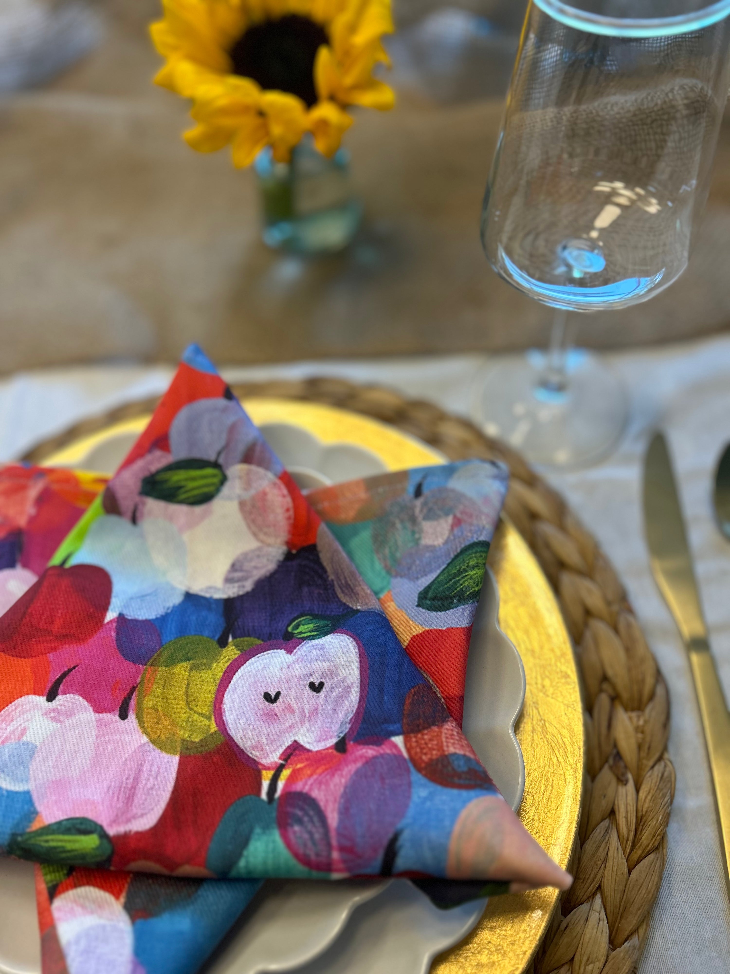 Rainbow Apples Cloth Napkins