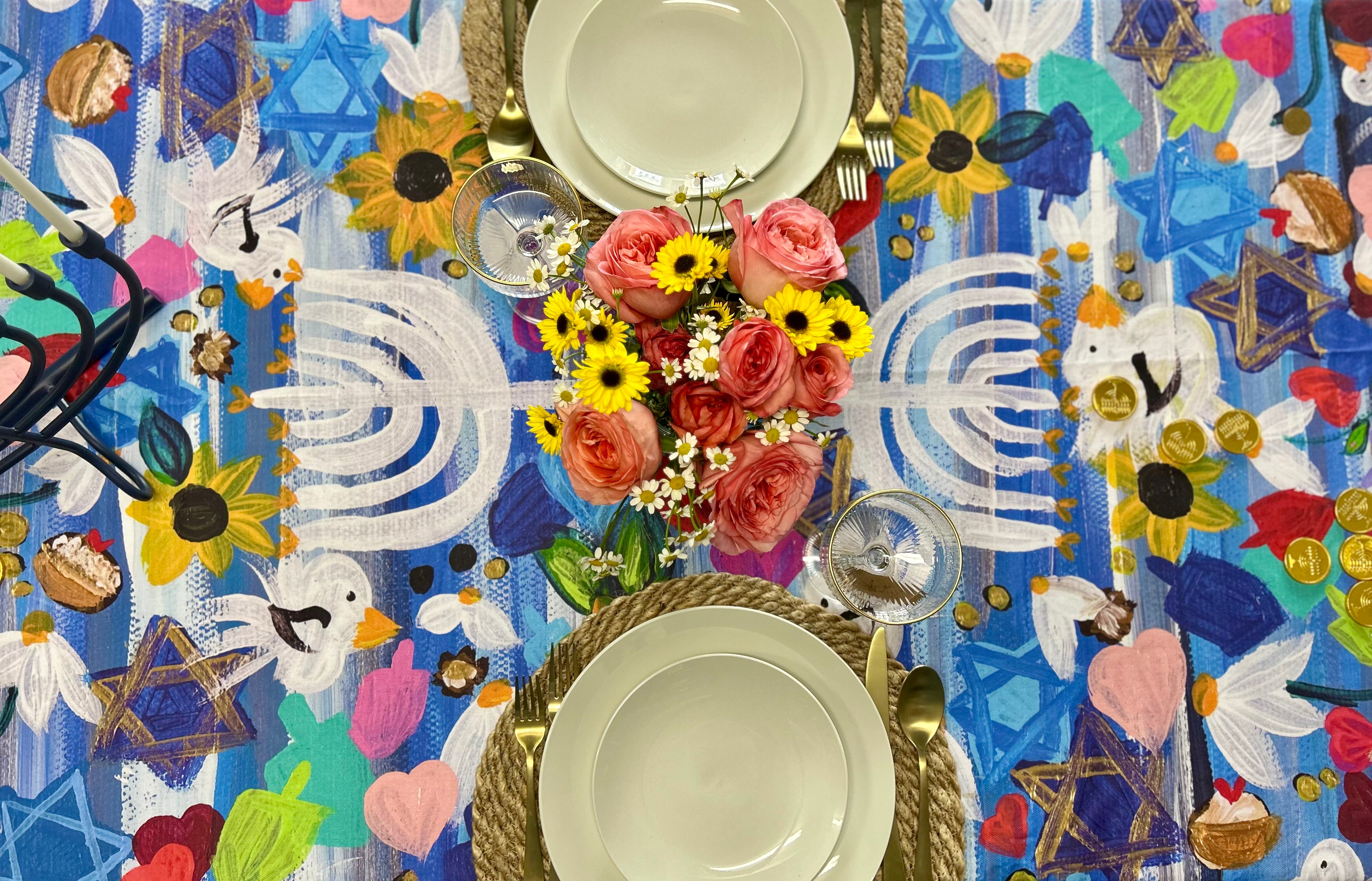 Hanukkah Garden Party Tablecloth
