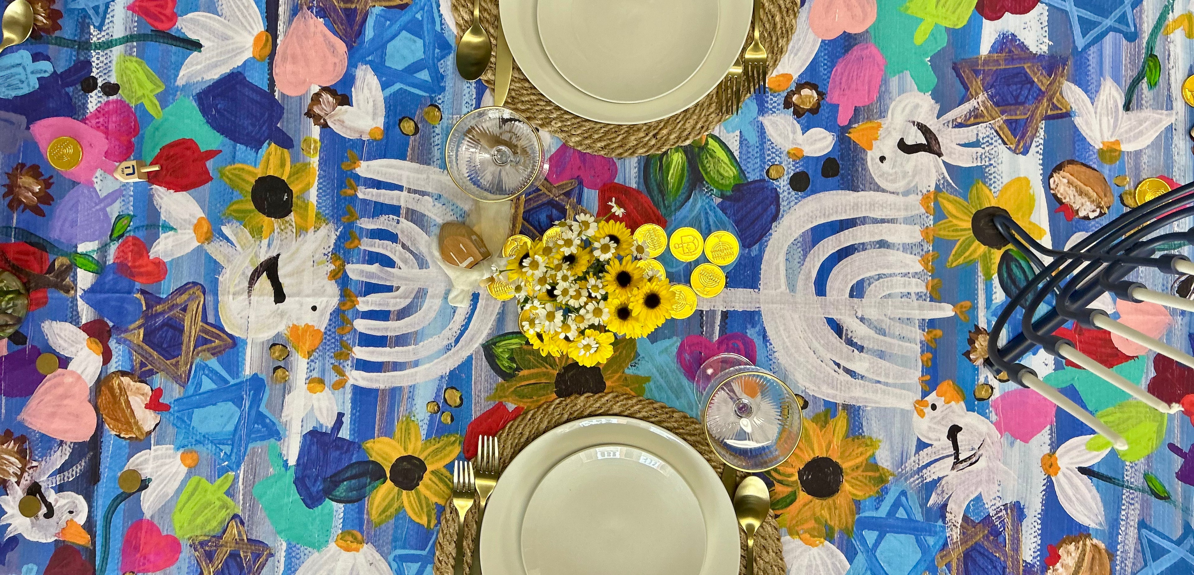 Hanukkah Garden Party Tablecloth