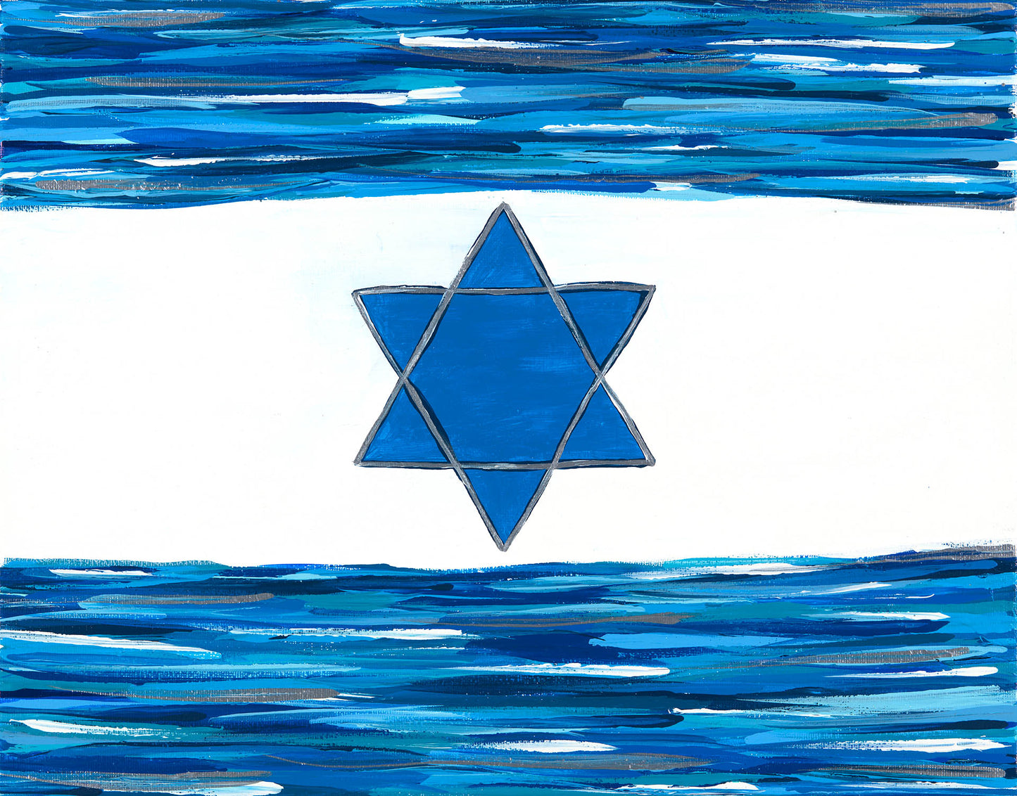 Israeli Flag Shades of Blue | Giclee Art Print
