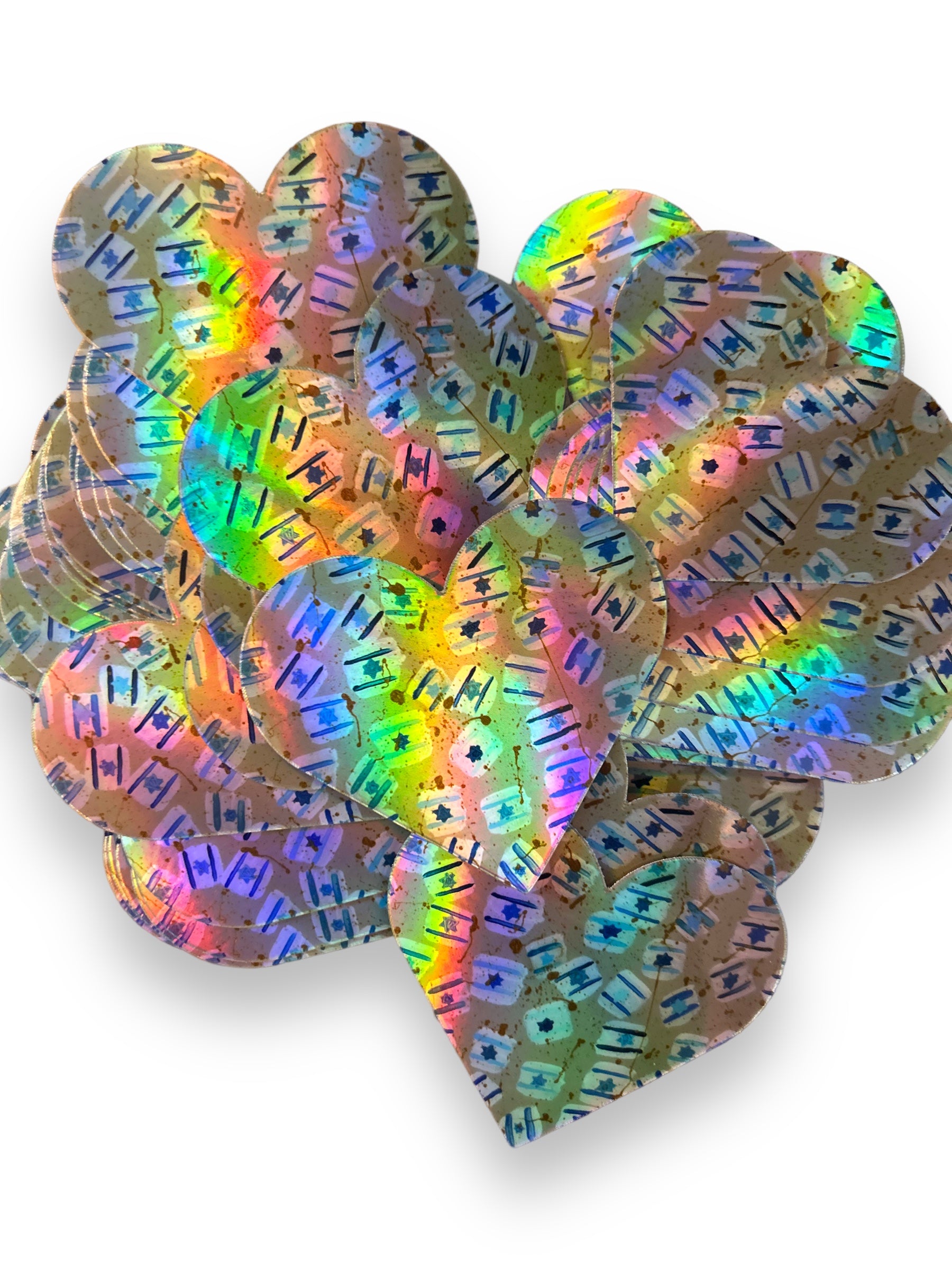 Am Yisrael Chai Heart Holographic Sticker