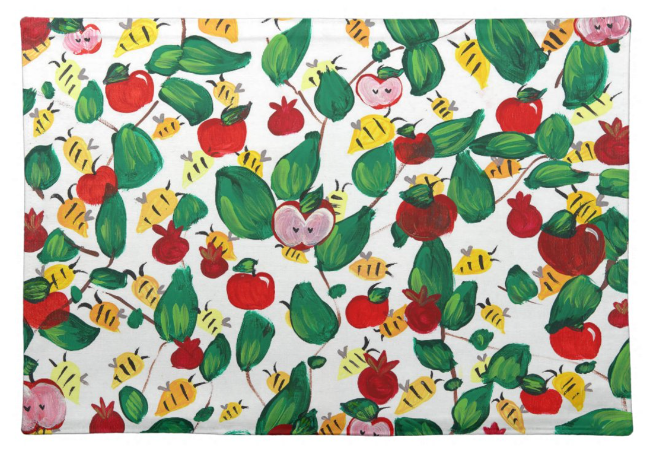 Honey Bees + Leaves Challah Cover