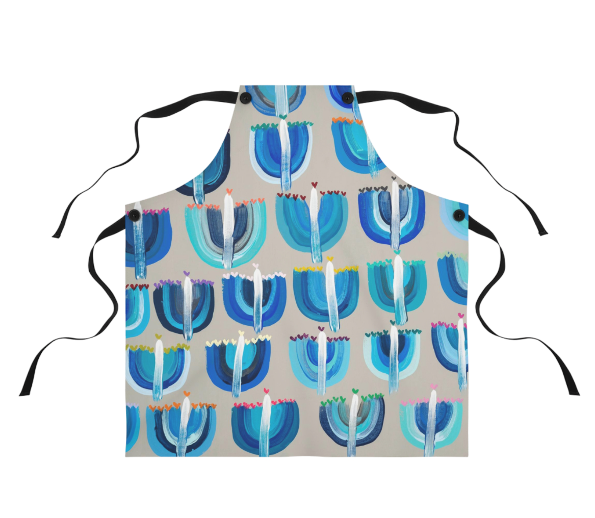 Blue Menorahs | Kitchen Apron