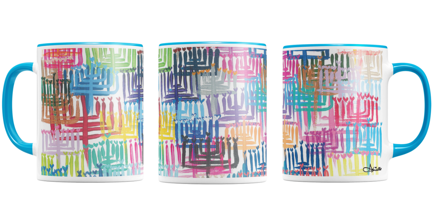 Heart Menorahs Hanukkah Mug