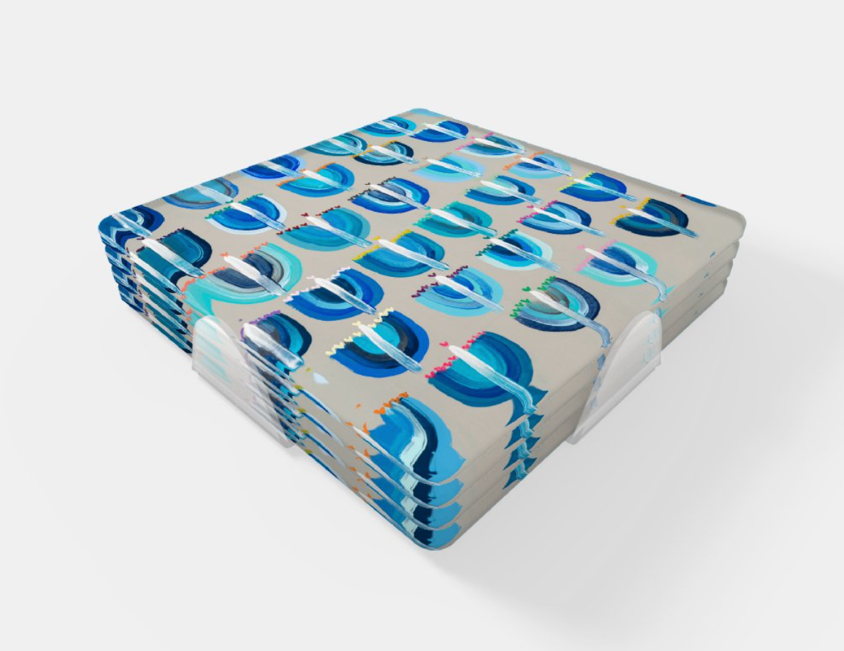 Blue Menorahs | Acrylic Coasters - Set of 4