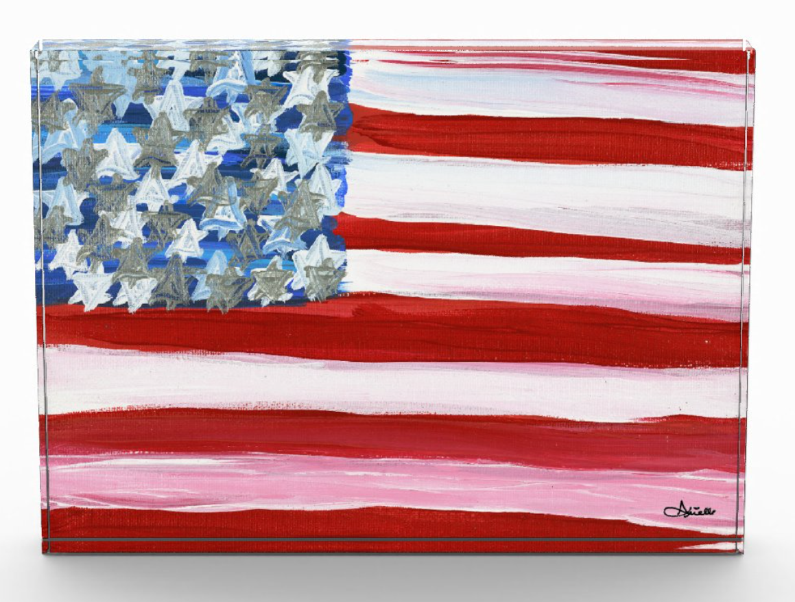 American Flag Jewish Stars Acrylic Art Block
