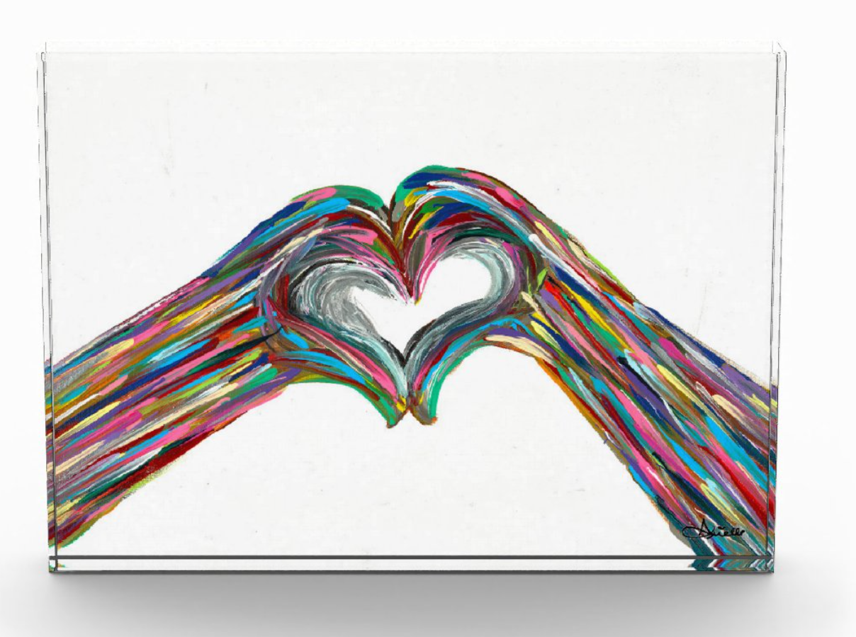 Heart Hands Acrylic Art Block