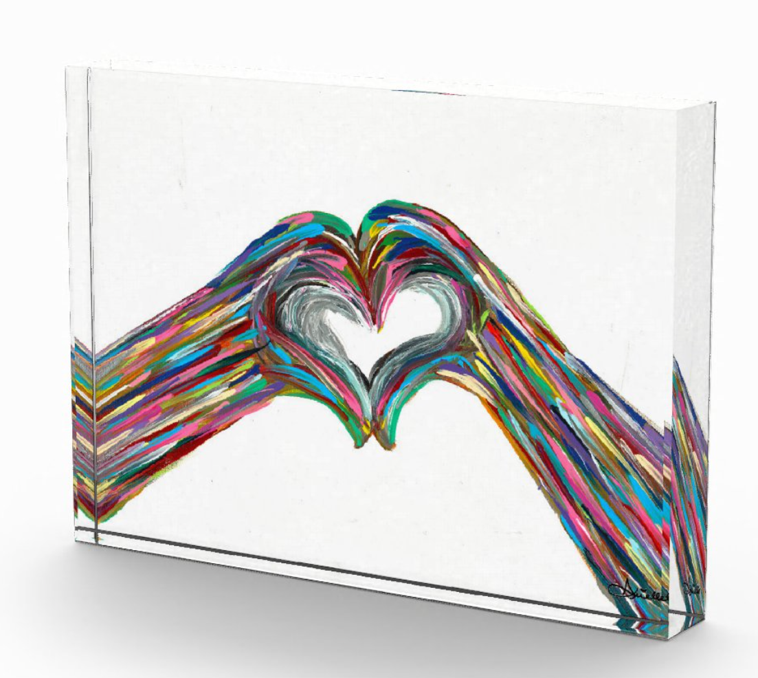 Heart Hands Acrylic Art Block