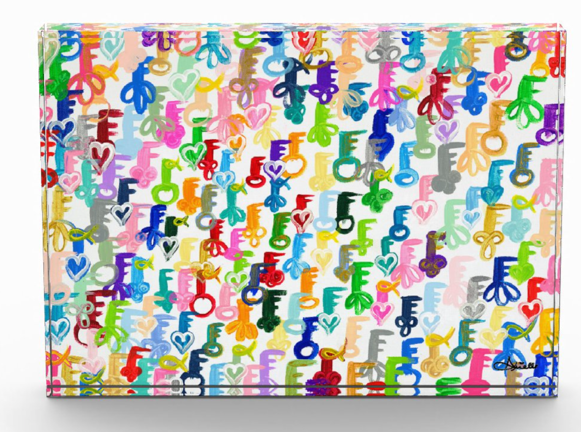 Rainbow Schissel Keys Acrylic Art Block