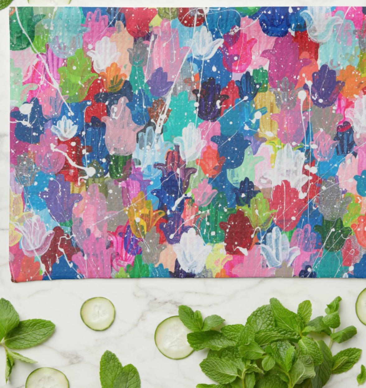 Hamsa Splatter Kitchen Tea Towel