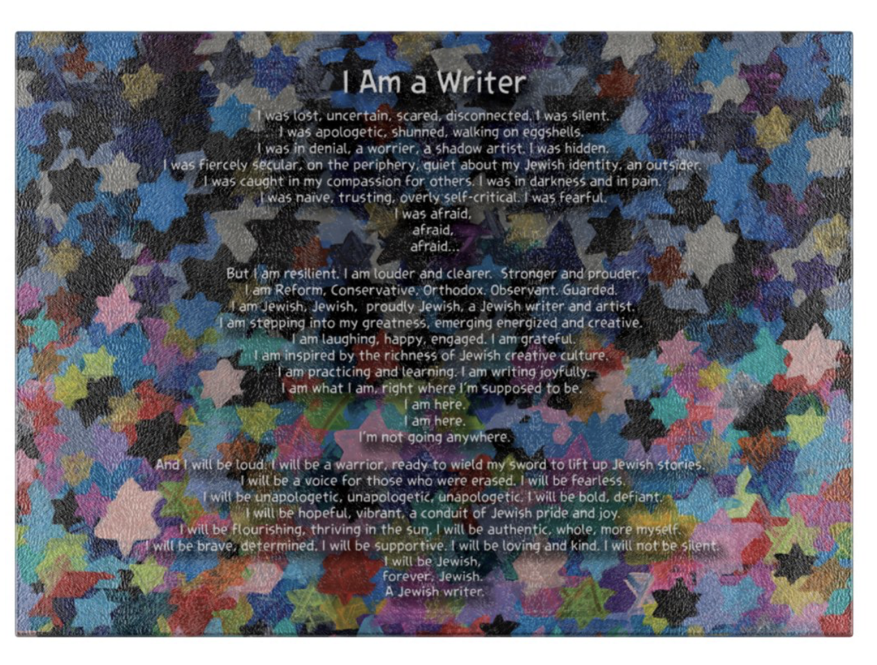 "I Am a Writer" Glass Menorah Drip Tray