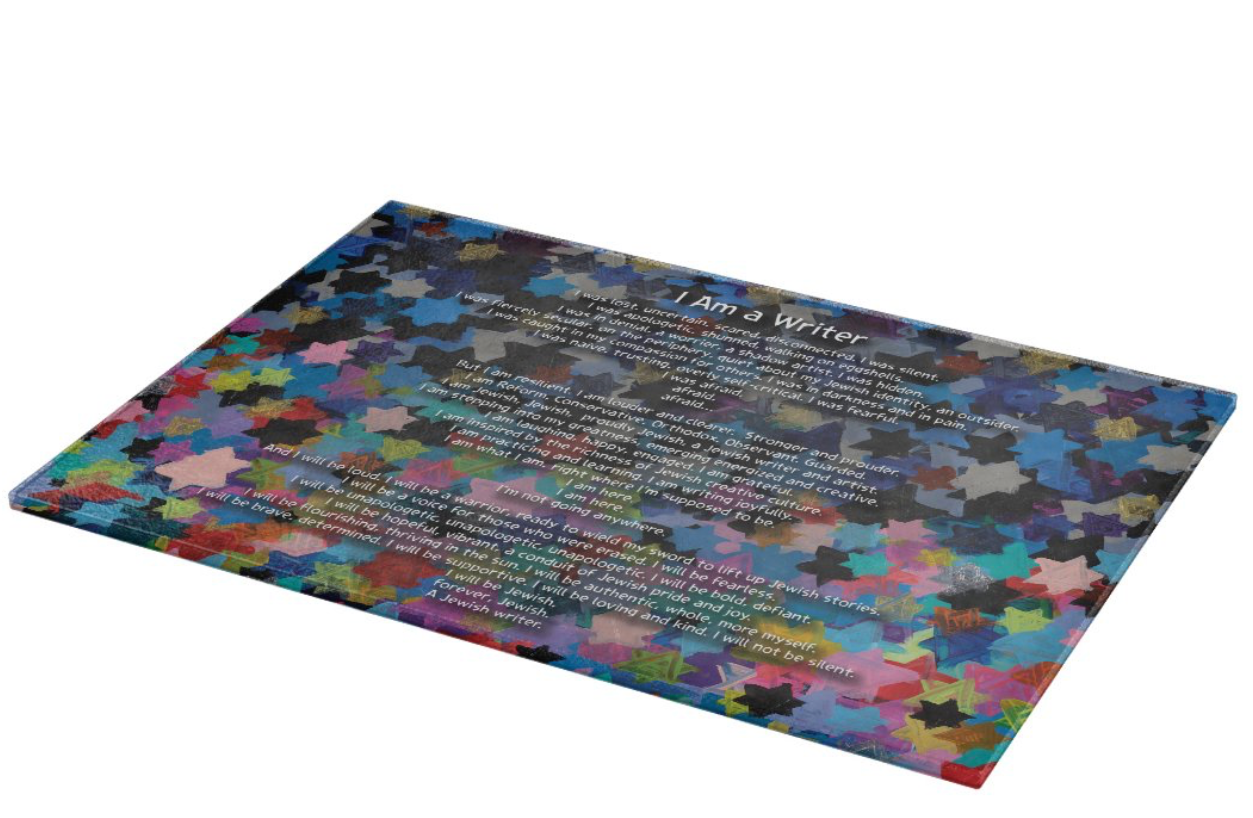 "I Am a Writer" Glass Menorah Drip Tray