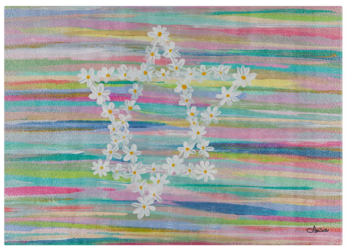 Daisy glass drip tray for a menorah or Shabbat table