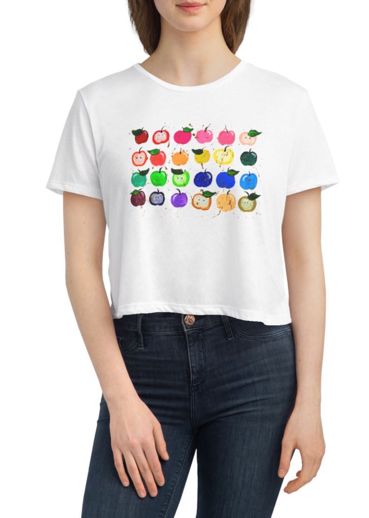 Rainbow Apples Rosh Hashanah | Flowy Cropped Tee
