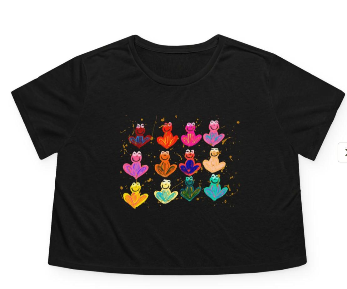 Rainbow Frogs Passover | Flowy Cropped Tee