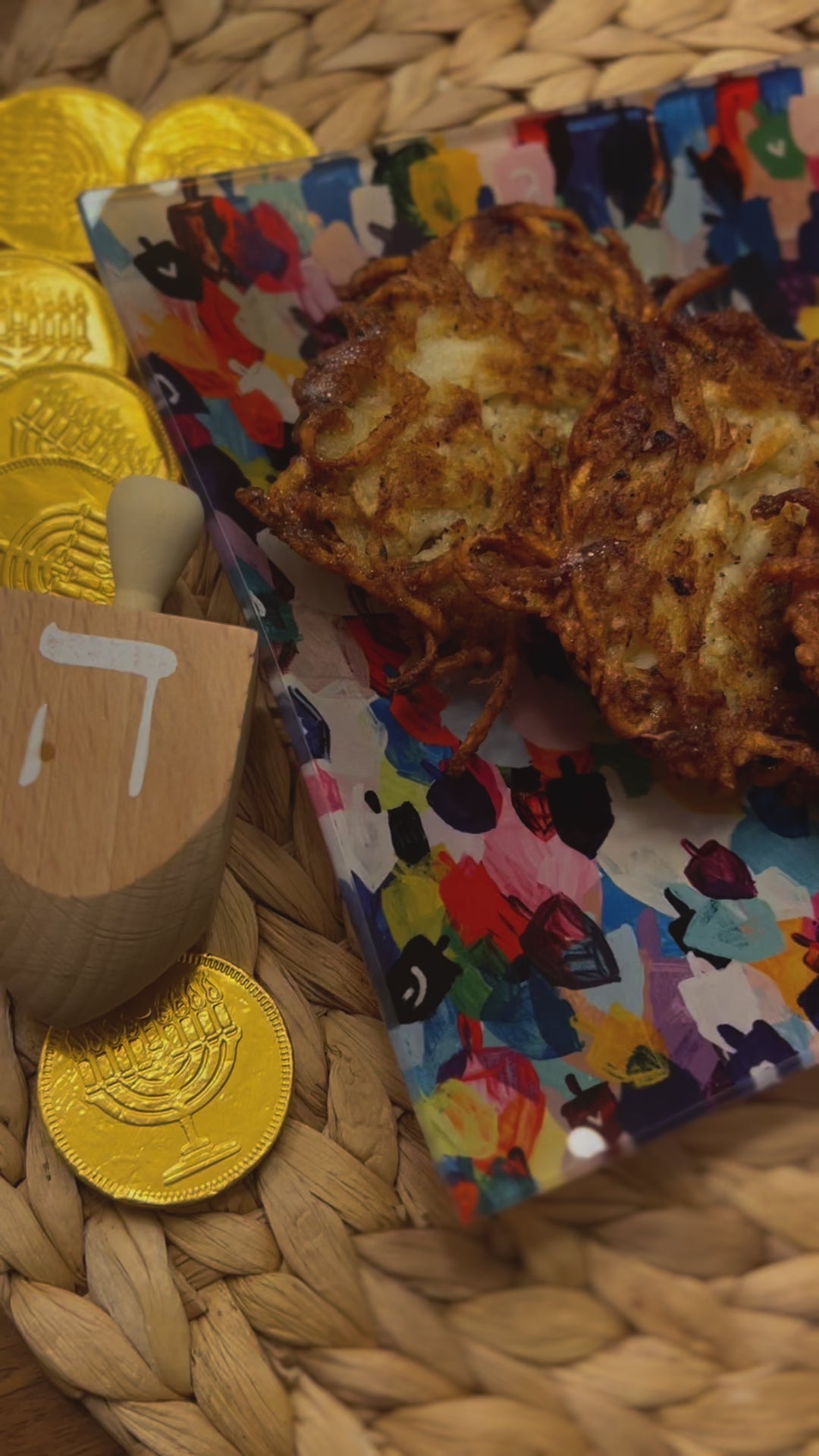Rainbow Dreidels Hanukkah Dish Set