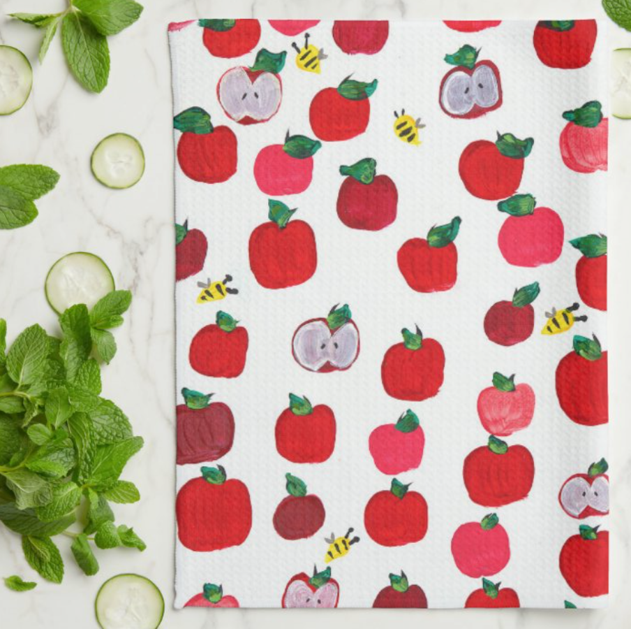 Red Apples Kitchen Tea Towel