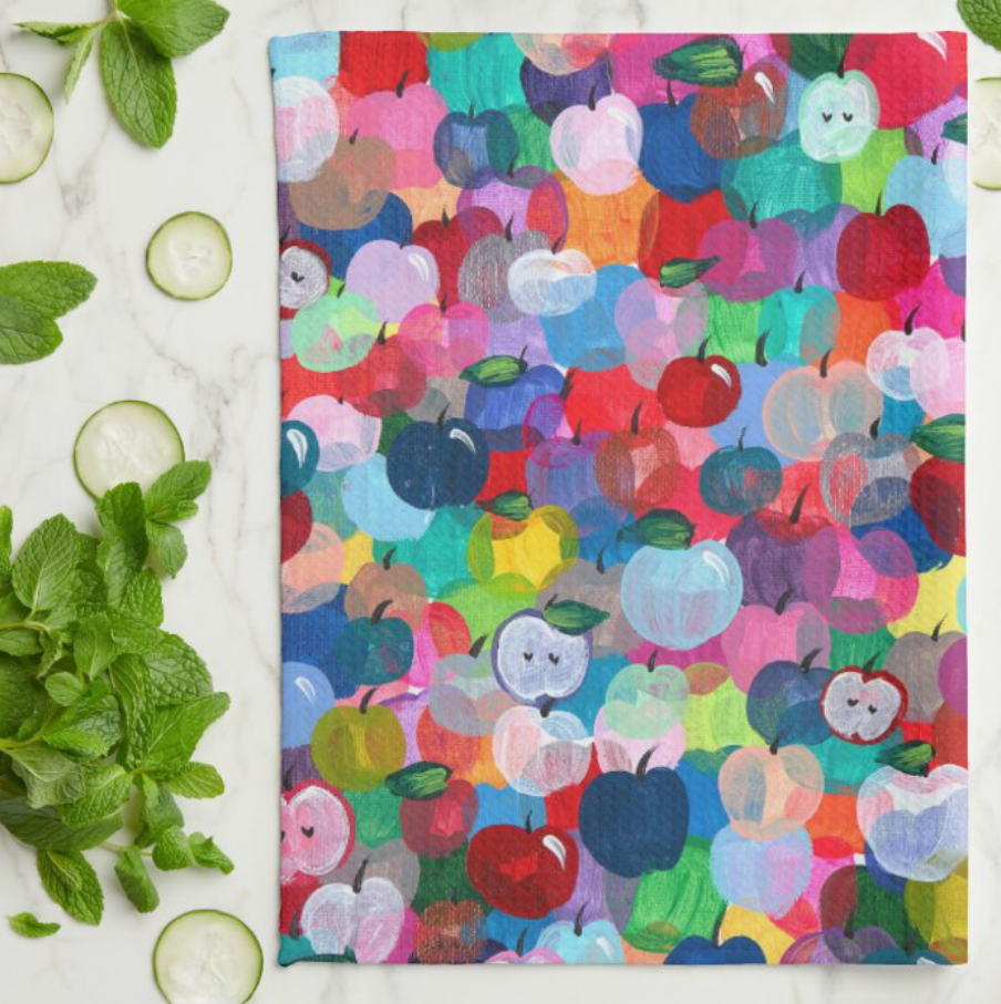 Rainbow Apples Kitchen Tea Towel