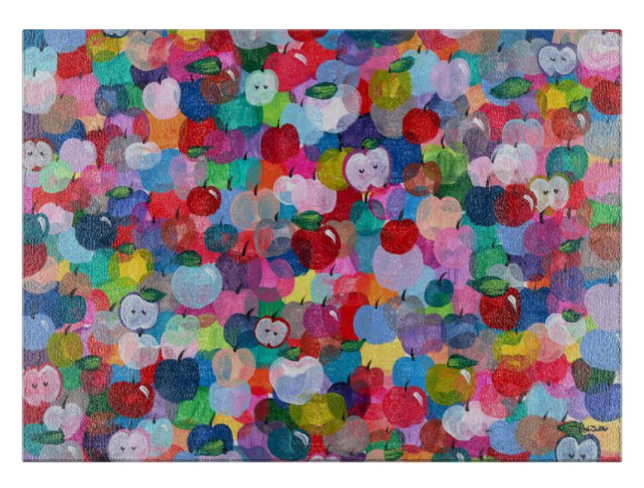Rainbow Apples Rosh Hashanah Glass Tray