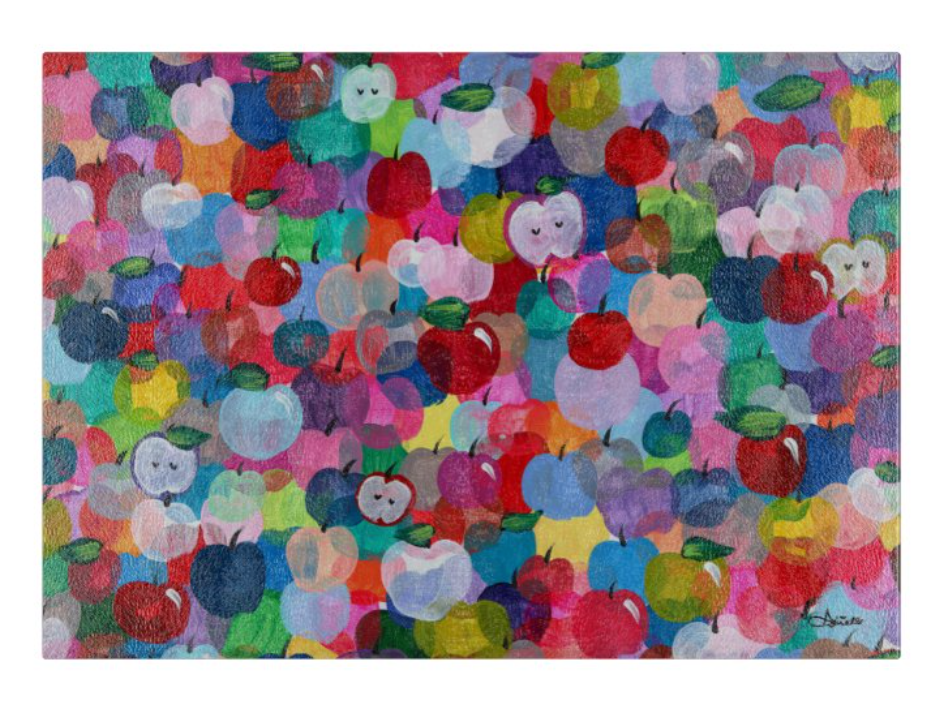 Rainbow Apples Rosh Hashanah Glass Tray