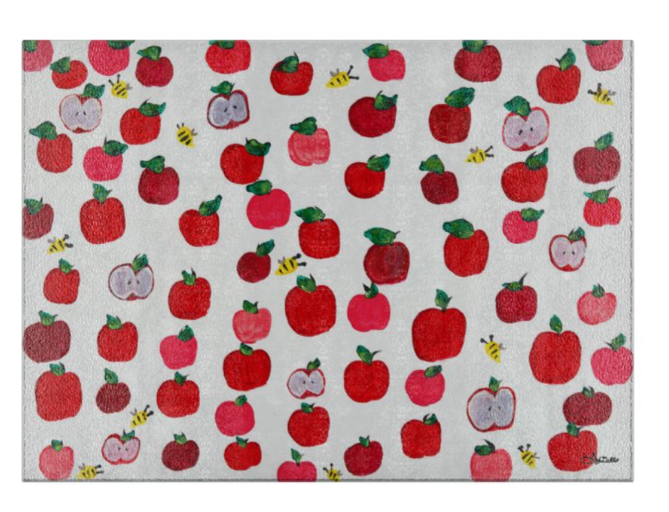 Red Apples Glass Tray