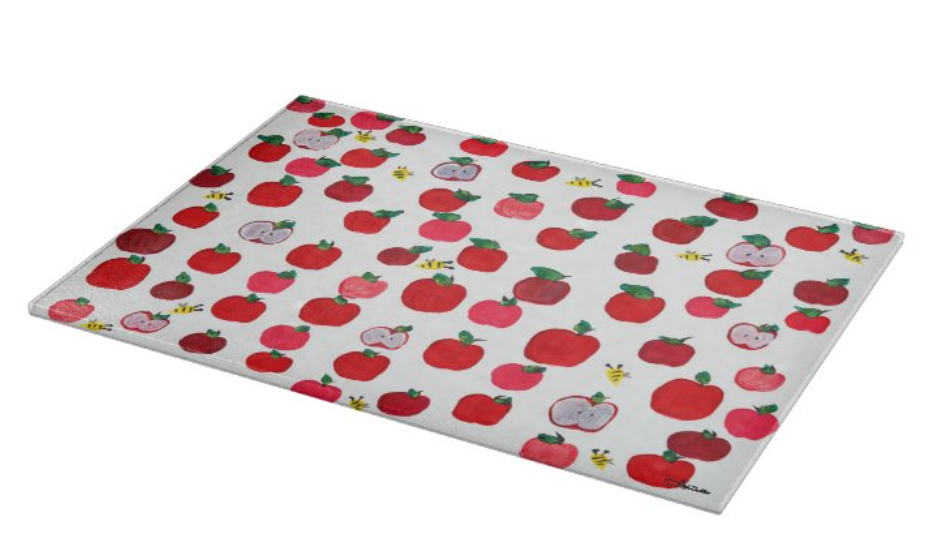 Red Apples Glass Tray