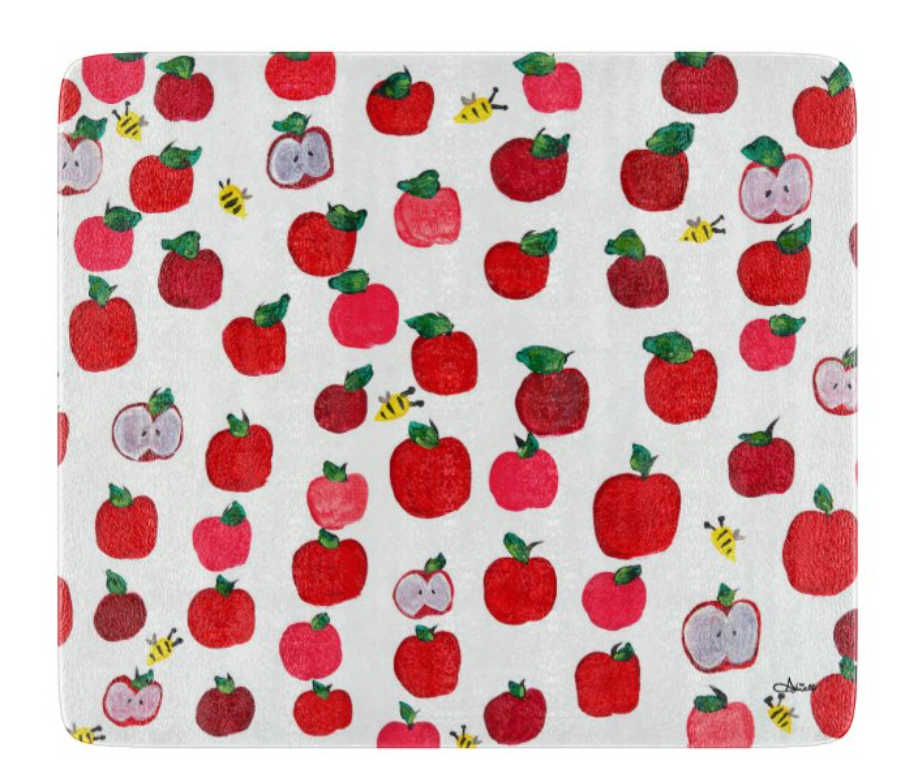 Red Apples Glass Tray