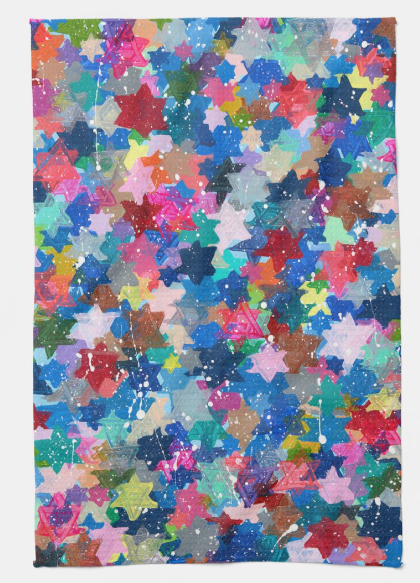 Jewish Stars Splatter Kitchen Tea Towel
