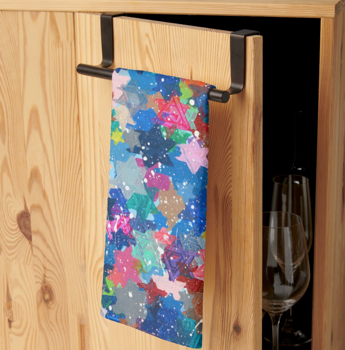 Jewish Stars Splatter Kitchen Tea Towel