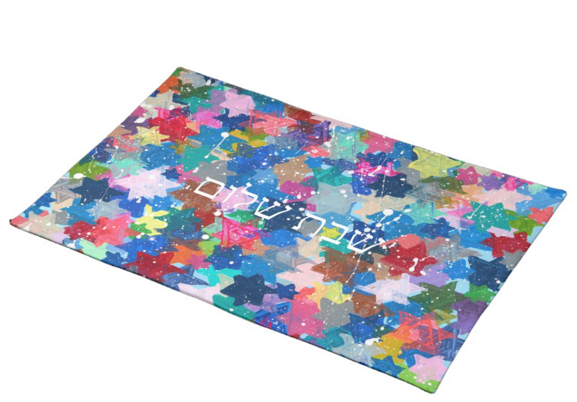 Jewish Stars Splatter Challah Cover - Shabbat Shalom Hebrew